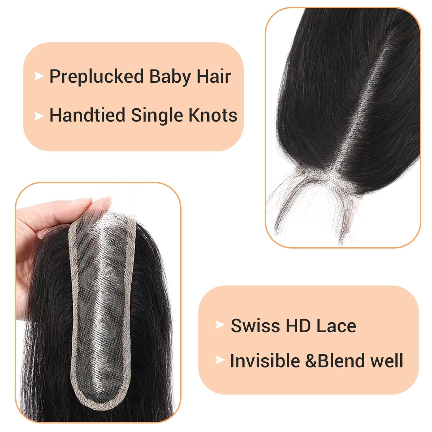 2x6 HD Lace Closure Body Wave Transparent 2 by 6 HD Lace Closure 10 Inch 100% Brazilian Virgin Unprocessed Middle Part Human Hair Closure