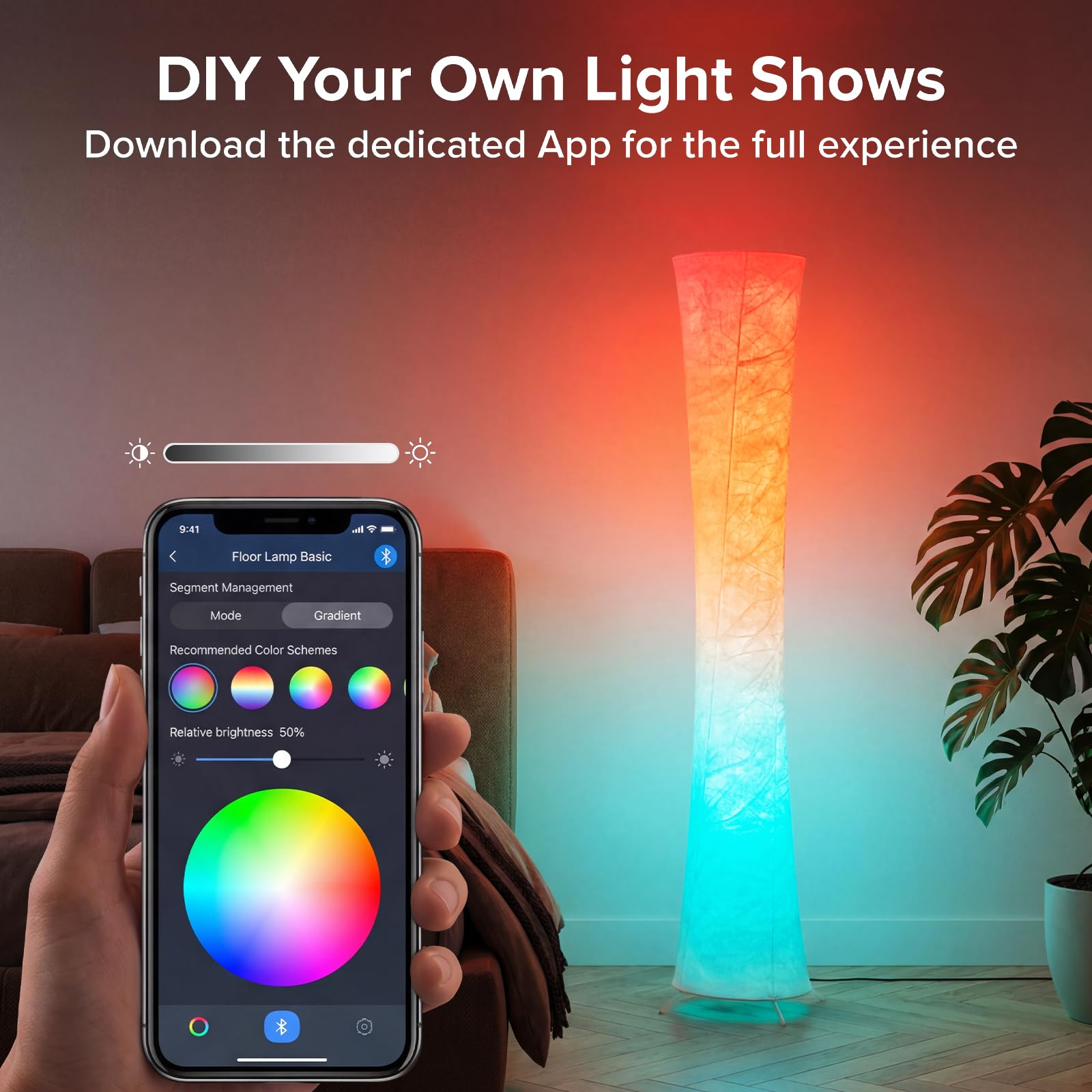 yinghuochong 61'' Round Floor Lamp, RGB LED Corner Floor Lamp with