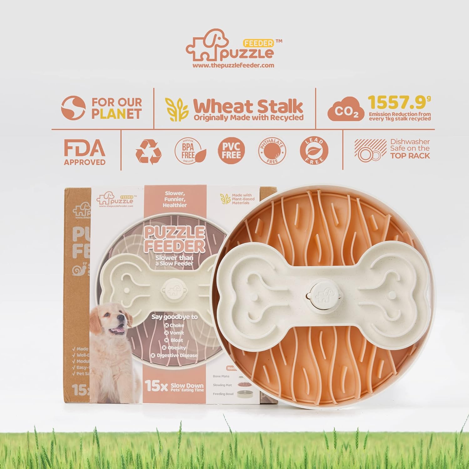 Puzzle Feeder Slow Feeder Bowl - Dog Food Puzzle for Dry, Wet, Raw Food - Large Dogs, Pink