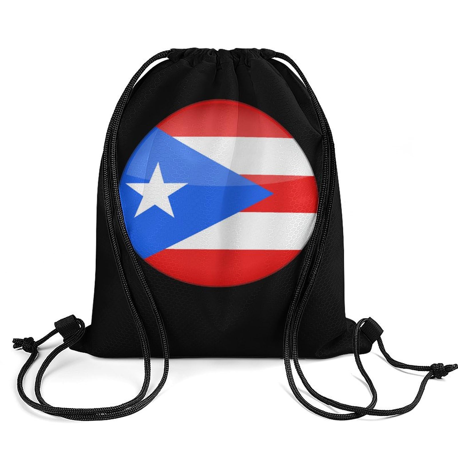 PR State Flag Logo Drawstring Backpack Durable Sport Gym Bags Daypack for Men Women 35 * 42cm