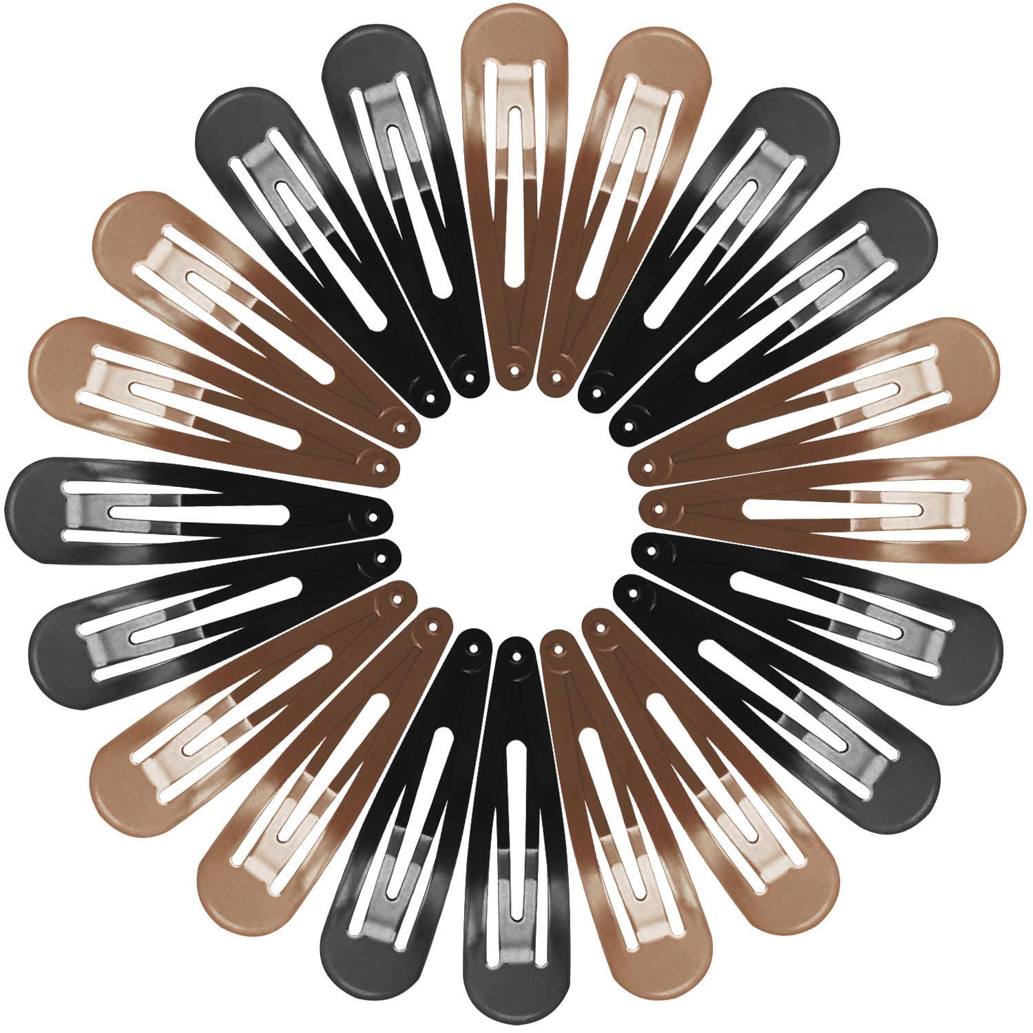 Gingbiss 40 Pieces Large Snap Hair Clips for Woman, 2.6 inch Metal Hair Barrettes with Storage Case for Women, Classic Hairpins Hair Accessories for Long Thick Hair (Black & Brown)