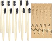 Vista 1 de SEVENHEAD 10 cepillos de dientes de bambú cerdas suaves de madera para adultos, cepillos de dientes naturales biodegradables libres de BPA
