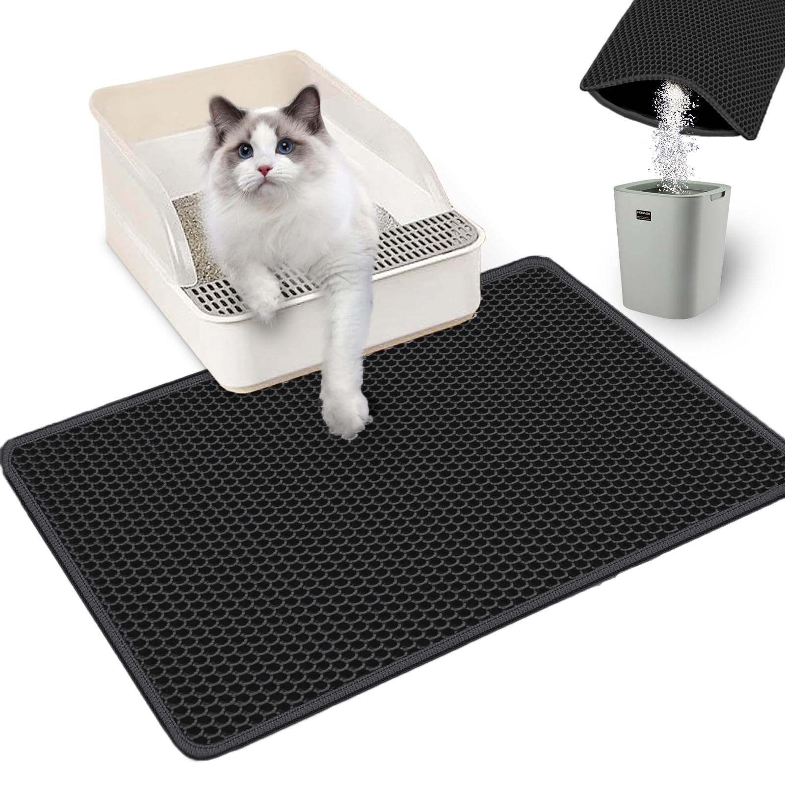 Cat Litter Mat Double Layer Litter Trapping Mat Kitty Litter Box Mat 23.4x14.7 inch Water Proof Cat Litter Catching Mat