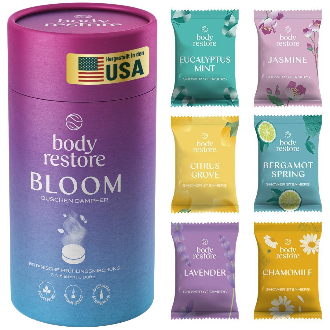 Body Restore Shower Steamers Aromatherapy 6 Pack – Valentines Day Gifts for Her and Him, Birthday Gifts for Women and Men, Relaxation, Stress Relief, Self Care – Bloom