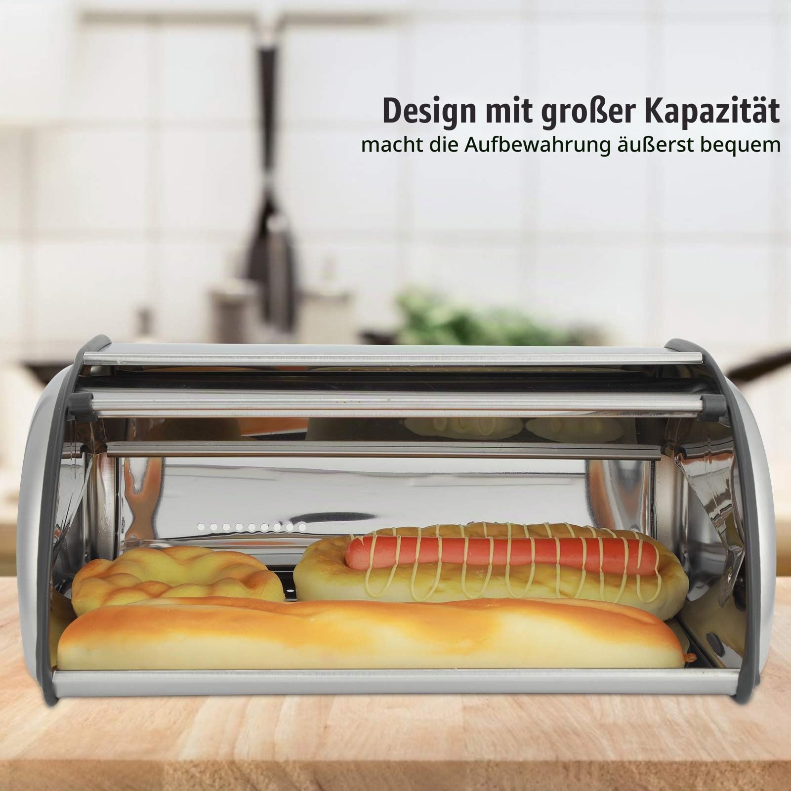 Brotkasten, Edelstahl Brotbox mit frontklappe Brotbeh?lter Rollbrotkasten Brotkastenhalterung Brotaufbewahrungsbeh?lters f¨¹r Kuchenbr?tchen Toasts Laibchen Geb?ck Pfannkuchen
