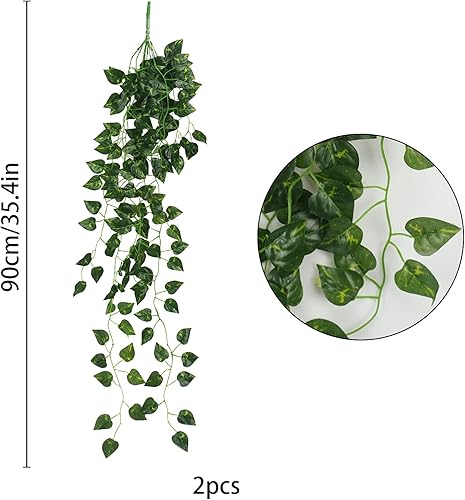 Miniatura 9 de Uieke 2 plantas artificiales colgantes de 3.1 pies, guirnalda de hiedra artificial, guirnalda colgante de vid de imitación para exteriores, hogar,