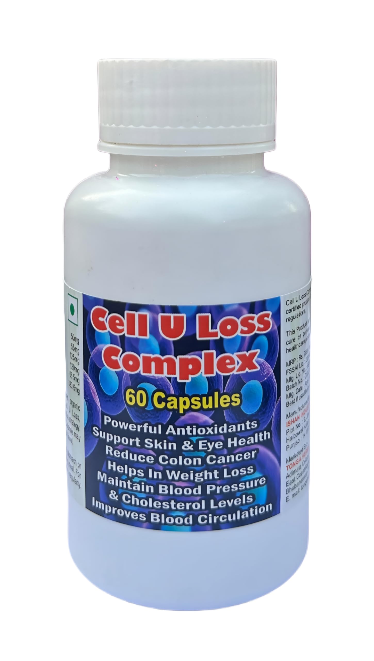 - CELL-U-LOSS COMPLEX CAPSULES - 60 CAPSULES (GET 1 BOTTLE CELL-U-LOSS COMPLEX 50ML DROPS FREE)