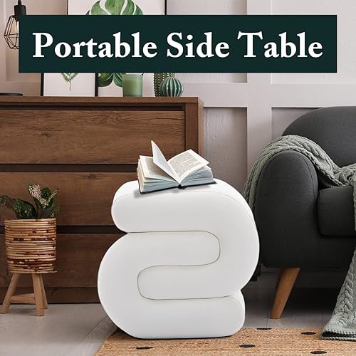 Miniatura 8 de PEIHONGET Otomana de terciopelo en forma de S, silla de tocador, reposapiés tapizado, taburete otomano, silla de tocador, taburete de maquillaje