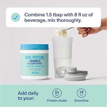 Vital Proteins Advanced Collagen + Colostrum + Prebiotic Fiber, 2.5g VERISOL Collagen Peptides, Supports Gut, Immune Health**, Hair, Skin & Nail Support**