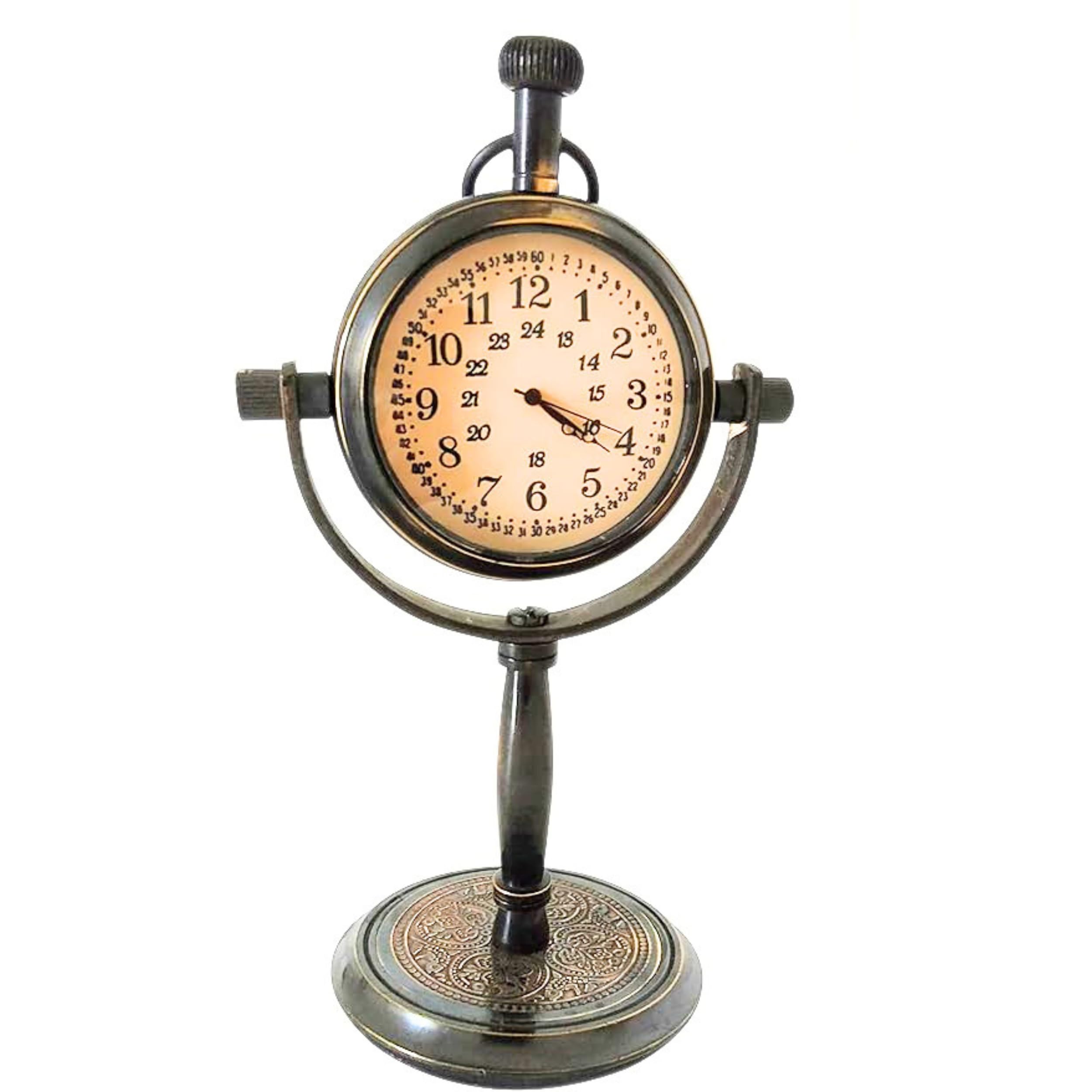 Horloge de table vintage en laiton - Horloge de bureau à piles silencieuse en verre HD - Décoration d'intérieur - Horloges de cheminée pour enfants Horloge de table vintage en laiton - Horloge de bureau à piles silencieuse en verre HD - Décoration d'intérieur - Horloges de cheminée pour enfants