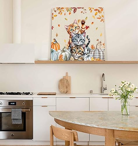 Miniatura 6 de Chucoco Otoño Granja Gato Cuadrado Pinturas al óleo sobre lienzo Arte de pared de Acción de Gracias Animales Imágenes Impreso Obras de Arte con