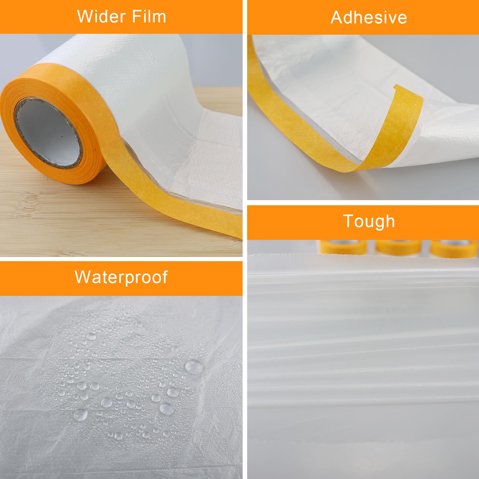 6 rollos de cinta adhesiva con lámina de 55 cm x 20 m, cinta adhesiva transparente con recubrimiento dorado, cinta de pintor para protección contra el polvo, lámina autoadhesiva, resistente a los