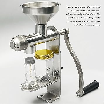 Oil Press Machine, Manual Oil Extractor Machine, Stainless Steel Home Oil Maker, DIY Oil Extraction Pressing Tool, Food Grade, for Peanuts, Sesame Seeds