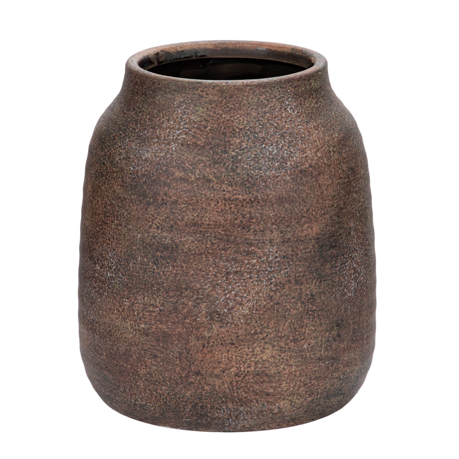 Briful - Jarrón grande de cerámica rústica, florero vintage de granja, terracota natural, cerámica antigua, decoración para sala de estar, cocina, chimenea, mesa, 17,8 cm, marrón