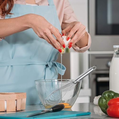 Miniatura 5 de Patelai Juego de 3 batidores planos de acero inoxidable para cocina, de acero inoxidable, utensilios de huevo de alambre plano, batidor de 6