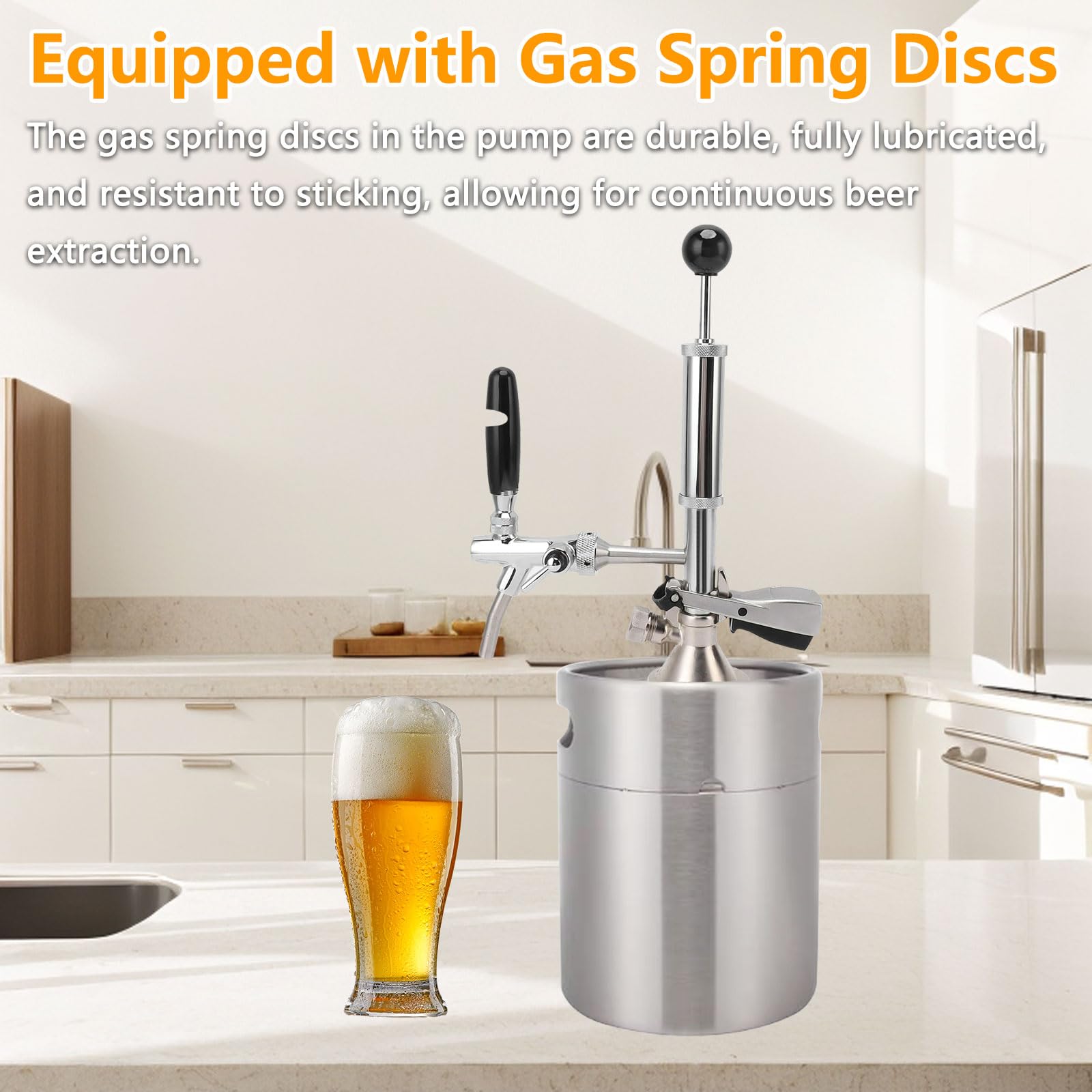 4 Zoll Bierfass Partypumpe, Edelstahl Bierfass Zapfhahn mit Luftpumpe und Verteiler, Fassbier Kegerator Pumpe für Picknicks, Partys oder Camping