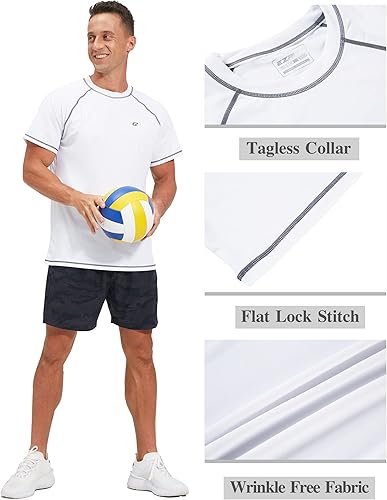 Miniatura 3 de Camisetas de natación para hombre Rash Guard UPF 50+ Protección solar UV Camiseta de secado rápido para pesca y playa