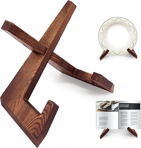 Miniatura 8 de Soporte de libro de cocina para encimera de cocina, soporte de madera para libro de recetas para decoración de mostrador, juego de 2, soporte de