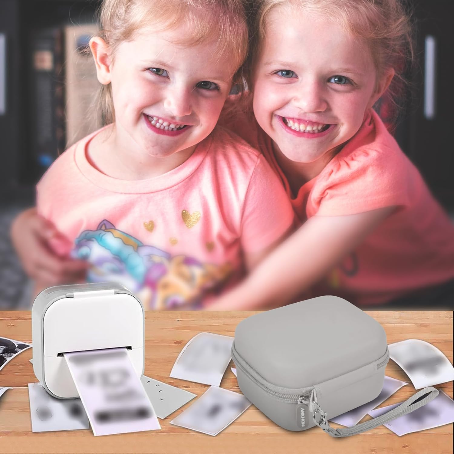 Label Maker Case for Memoking T02/ for Phomemo M02/ M02S/ M02 Pro/ Q30S/ for Nelko PM230/ for Anycash/for Ponek Mini Pocket Printer, Portable Sticker Paper Storage Holder - Box Only (Grey) - Image 7