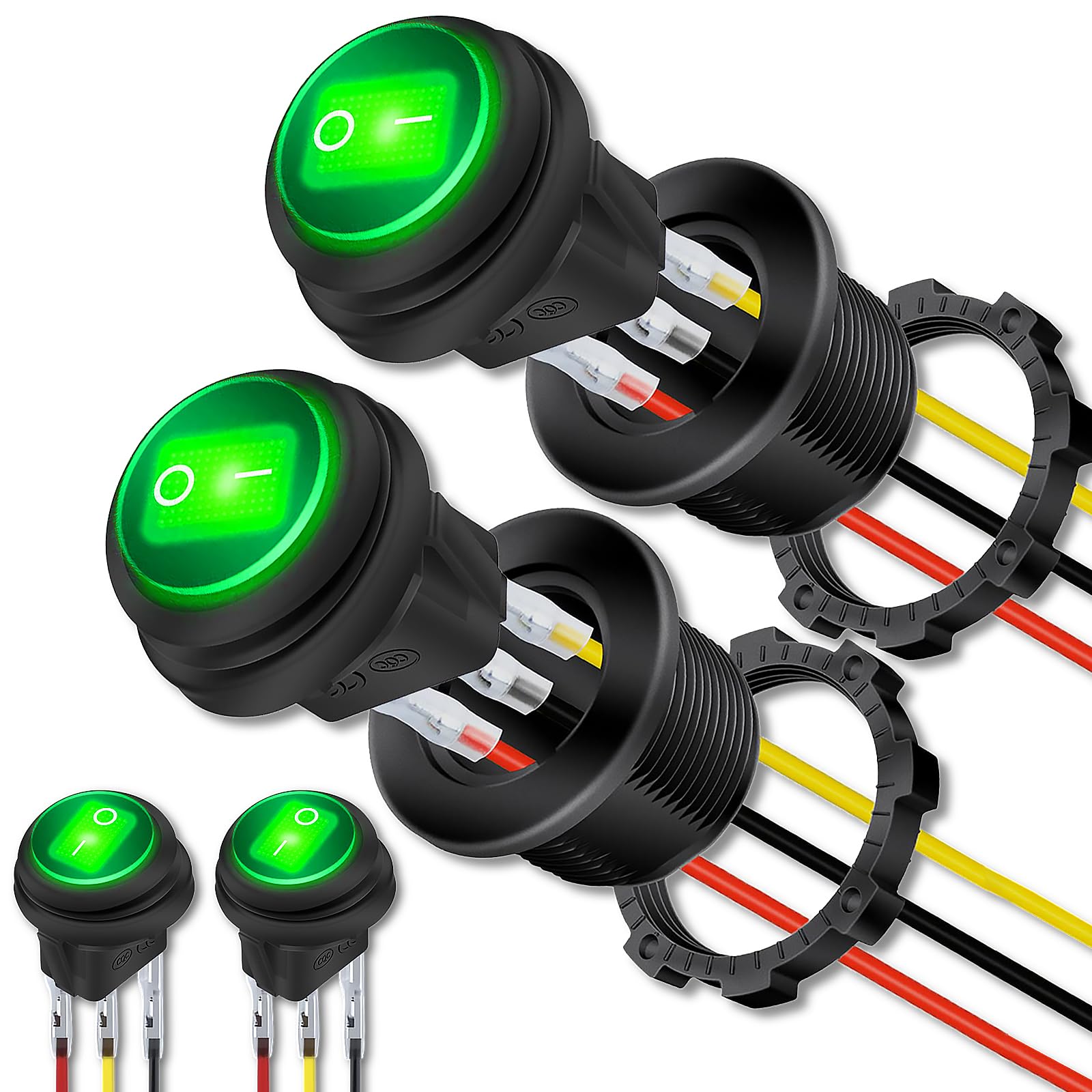 Snapklik.com : Round Rocker Switch, 12V Toggle Switch, Waterproof ...