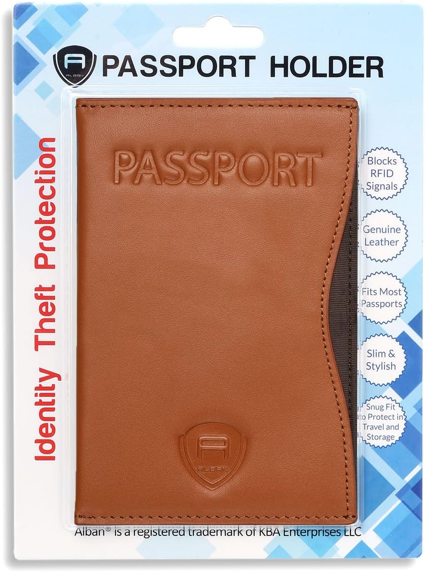 Alban RFID Passport Holder Women Men RFID Blocking Travel Passport Wallet Case Genuine Leather Passport Cover porta pasaporte - Image 8