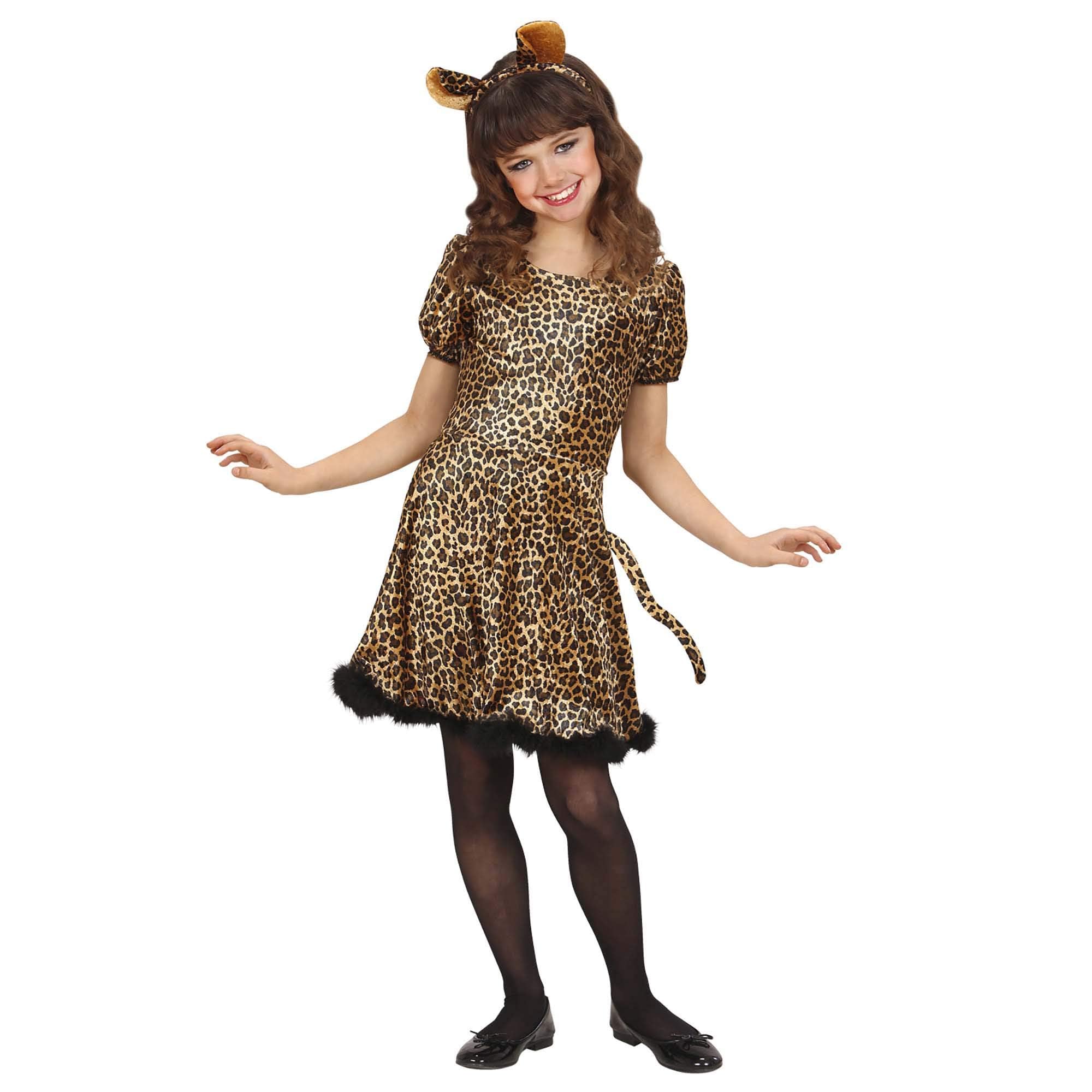 W WIDMANN MILANO Party Fashion - Kinderkostüm Leopard, Kleid mit Schwanz, Haarreif, Tierkostüm, Katze
