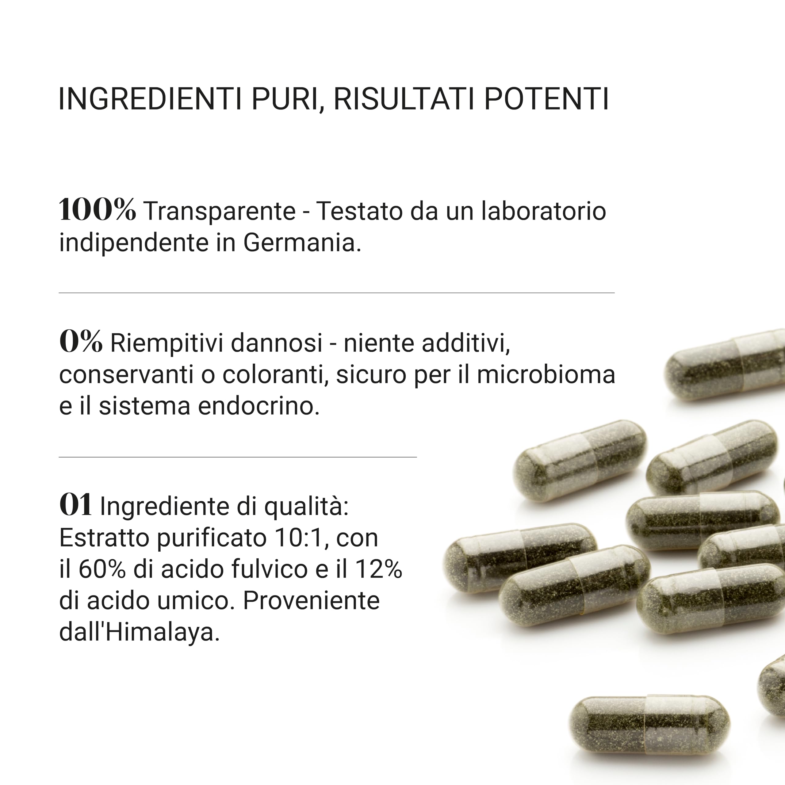 Nullure Shilajit Puro Himalayano Capsule | 60% Acido Fulvico + 12% Acido Umico |Antinfiammatorio · Neuroprotettivo · Recupero Muscolare e da Sforzo | Integratore Natural e Original | 120 caps (2 mesi)