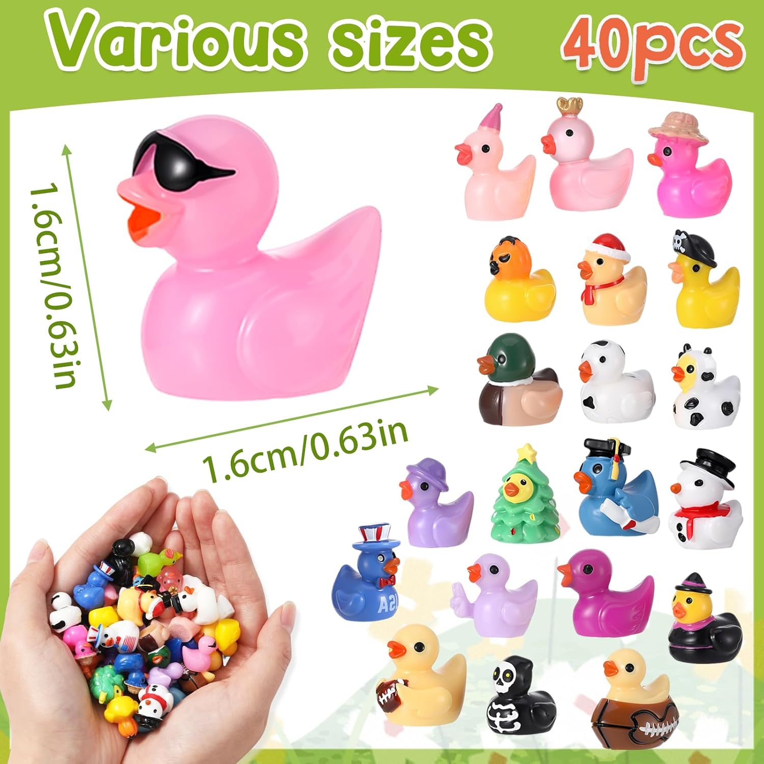 40 Pack Multicolor Mini Resin Ducks, Novelty Holiday Ducks image 2
