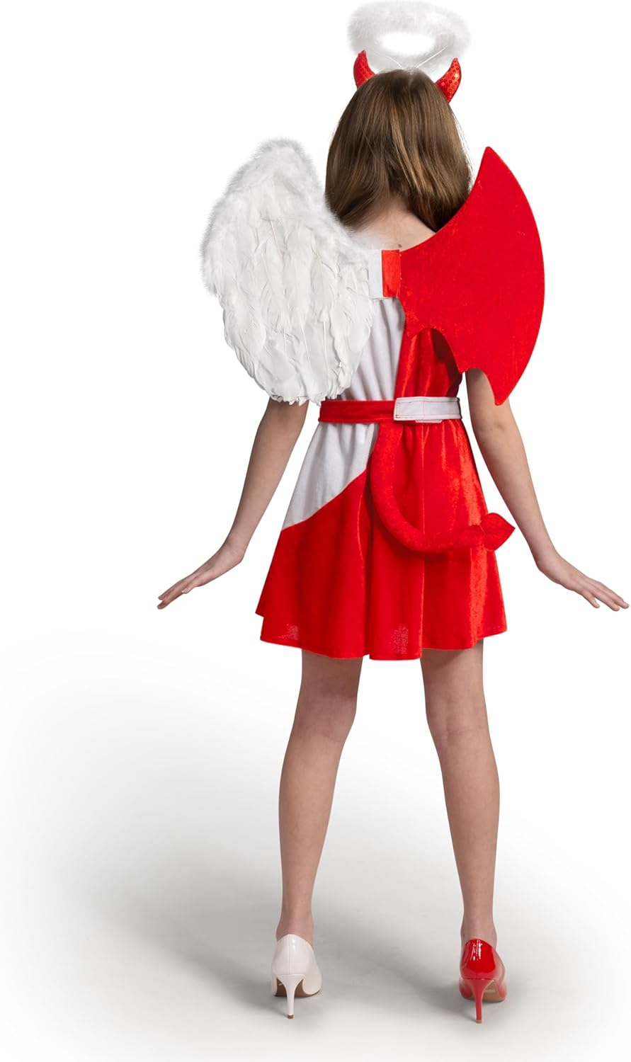 Spooktacular Creations Devil Costume for Kids, Child Angel and Devil Dress with Wings Headband for Halloween Role Play Party - Image 4