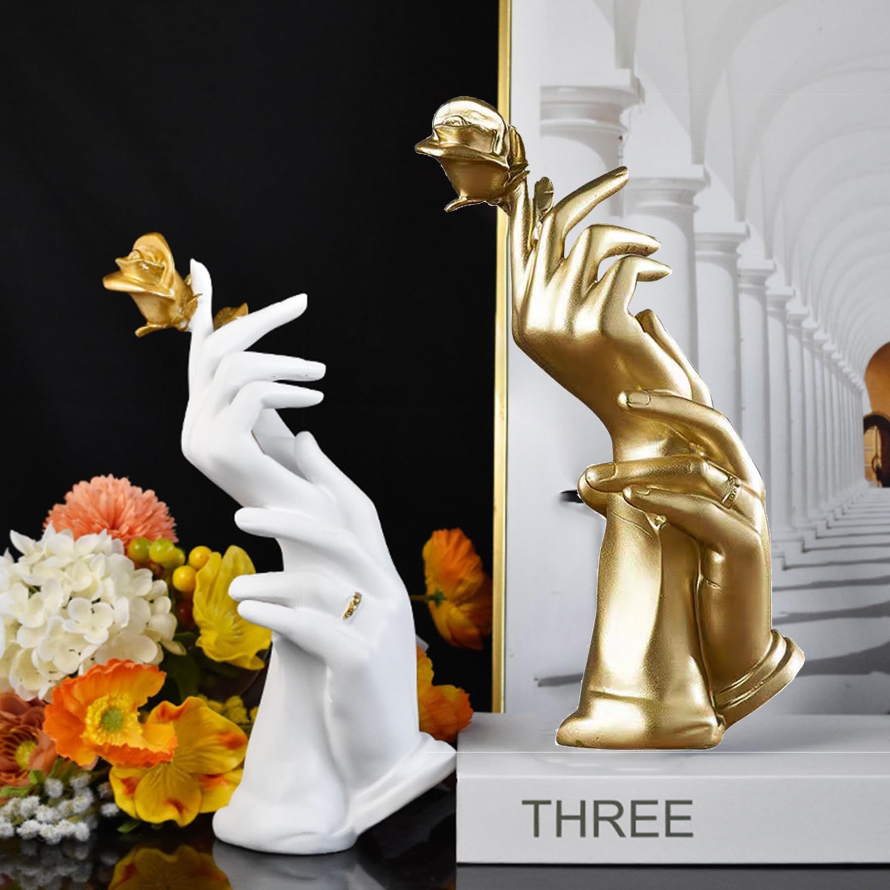 Statue e sculture di gesti, statue di gesti astratti, decorazione per la casa, perfetta per matrimoni, scrivania, decorazione, regali (oro)