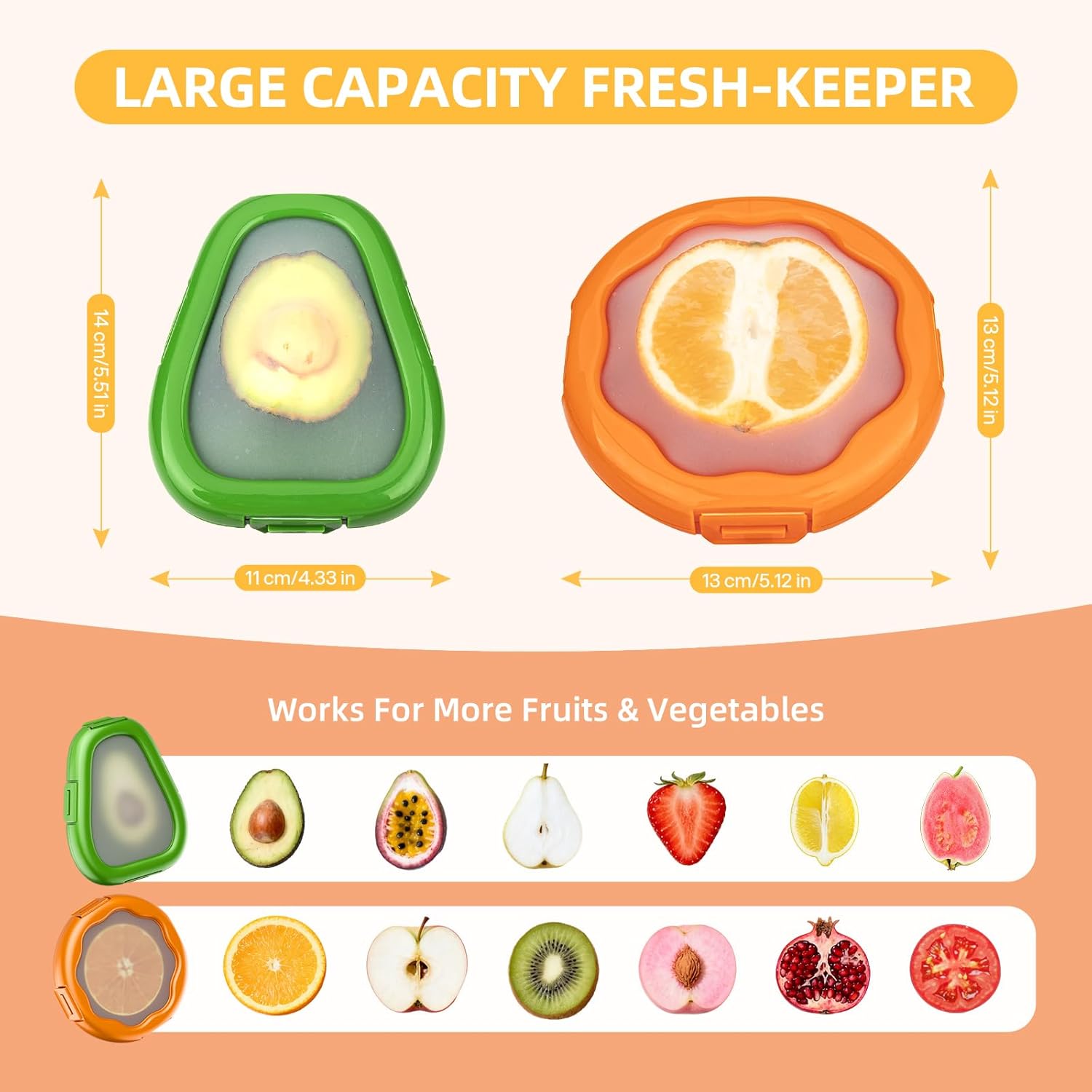2pc Fruit Storage Containers for Fridge, Avocado Saver and Onion Storage Set, Reusable Silicone Food Storage Containers for Tomatoes, Lemons, and Potatoes (2) - Image 8