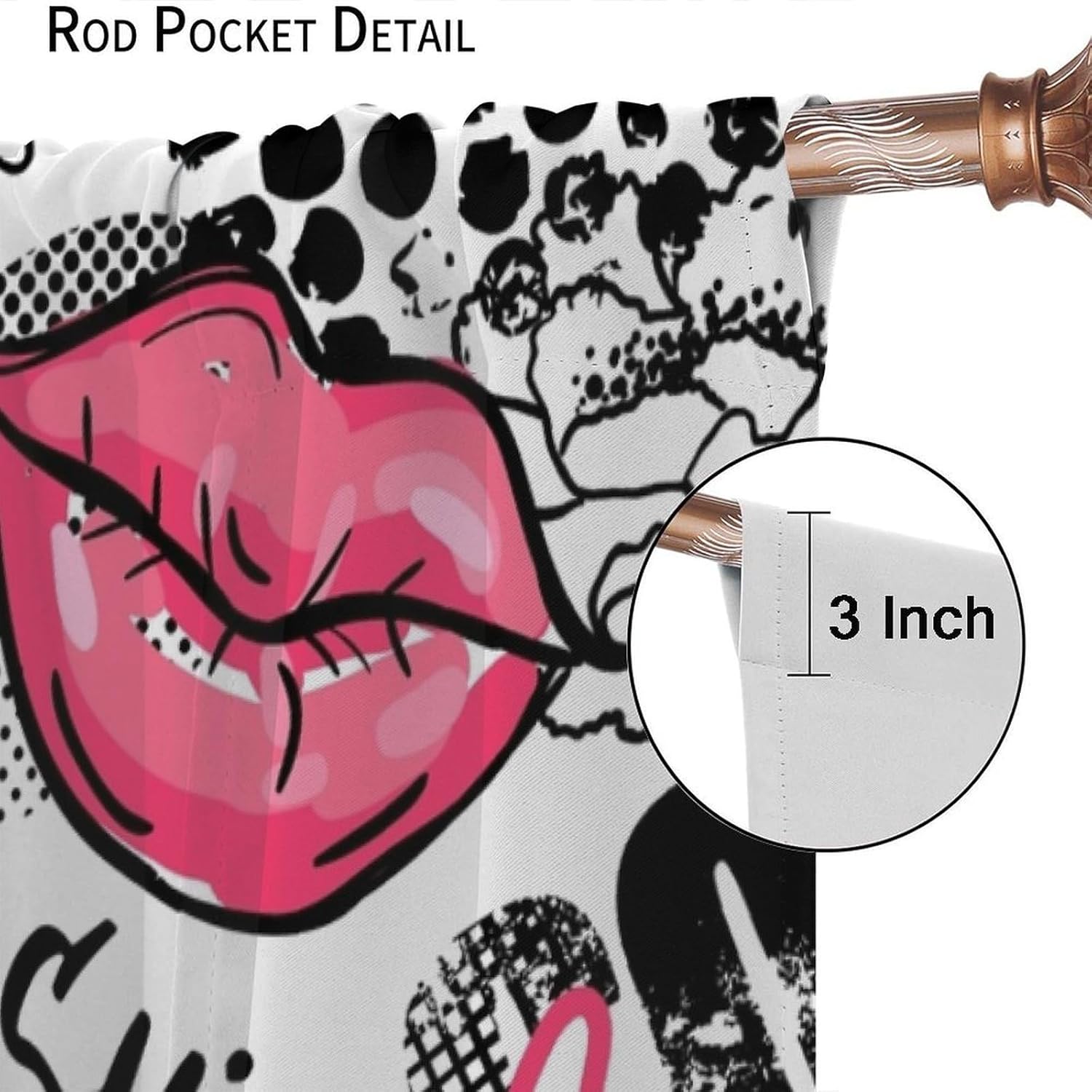 Red Women Lips Curtains Girls Abstract Graffiti Fashion Hello Gorgeous Romantic Lips Blackout Window Drapes for Bedroom Living Room Kitchen Cafe Decor （W21xL45 Inch） x2 Panels