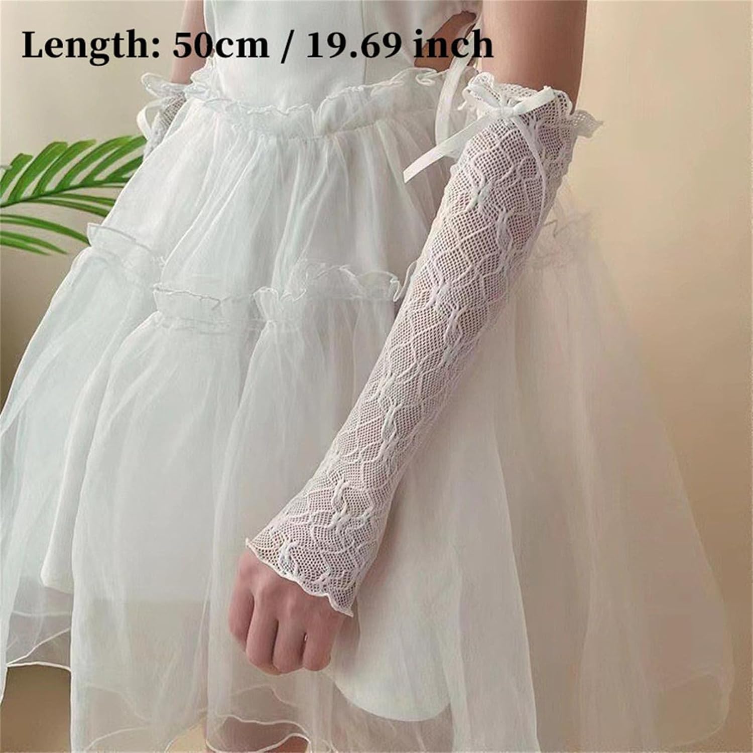 Women Goth Lace Sheer Floral Arm Warmers - Harajuku Elbow Length Fingerless Y2K Summer Wedding Arm Covers