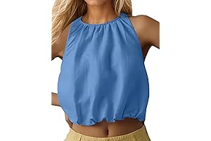 Solid Sleeveless Crew Neck Tank Top