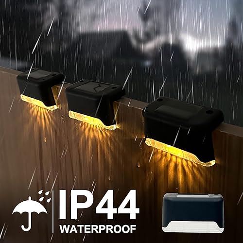 Miniatura 4 de Paquete de 4 luces solares para exteriores, luces LED impermeables para exteriores, para terraza, escalera, escalera, valla, patio, y camino de