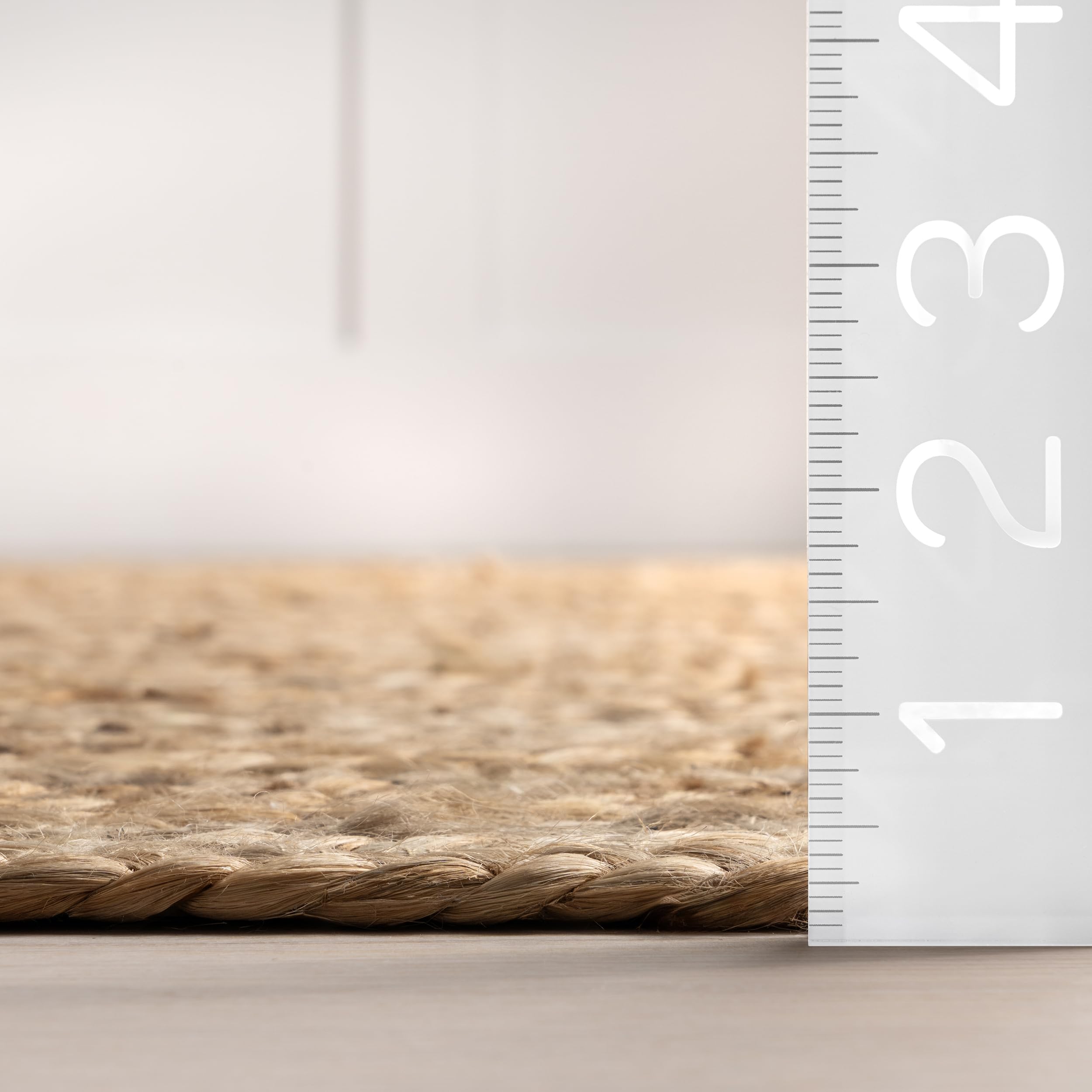 Nuloom Tappeto in Iuta Rigo Intrecciato a Mano, Juta, Naturale, 120 cm Round