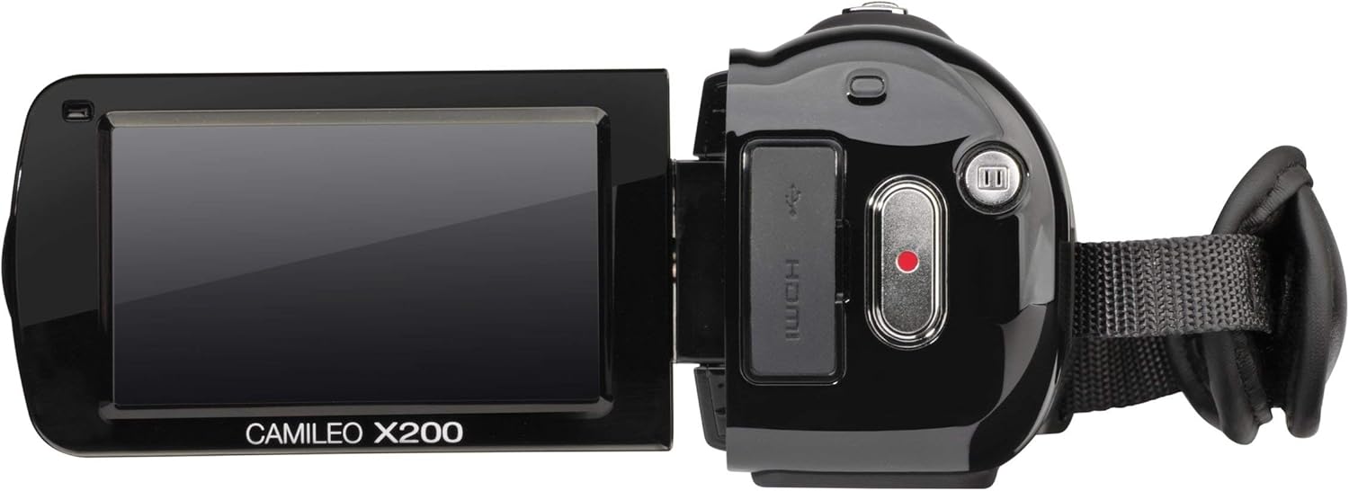 Toshiba Camileo X200 Camcorder with screen open showing 'CAMILEO X200'
