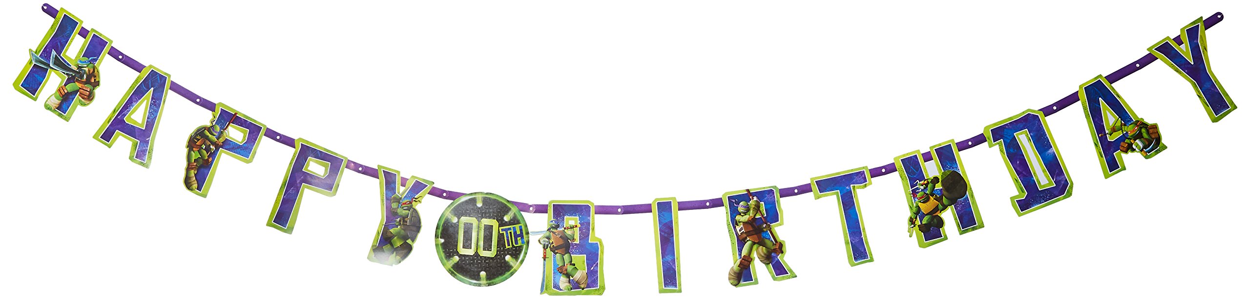 Amscan Striscione per Feste di Compleanno, con Scritta Happy Birthday, Motivo: Tartarughe Ninja
