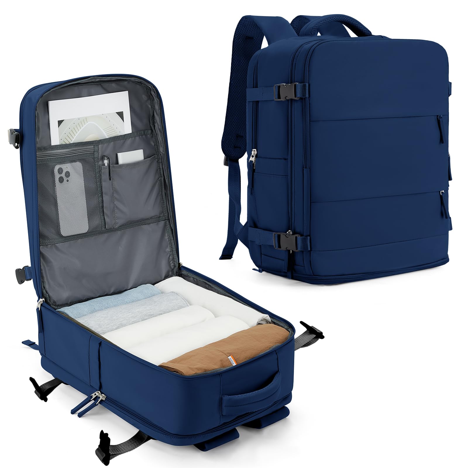SZLX Zaino Ryanair 40x20x25 Donna Zaino da Viaggio 40x30x20 Sottovuoto con pompa Bagaglio a Mano Sottovuoto Uomo Borse da Cabina 45x36x20 Easyjet con scomparto per scarpe per Laptop da 14 Pollici