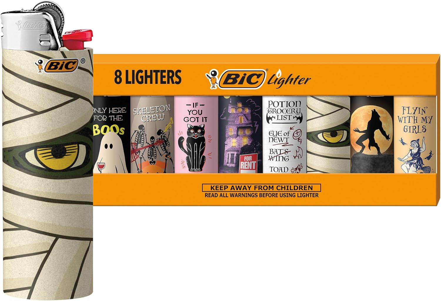 BIC Encendedor Maxi Pocket Edición Spooky Serie Halloween 8 Unidades