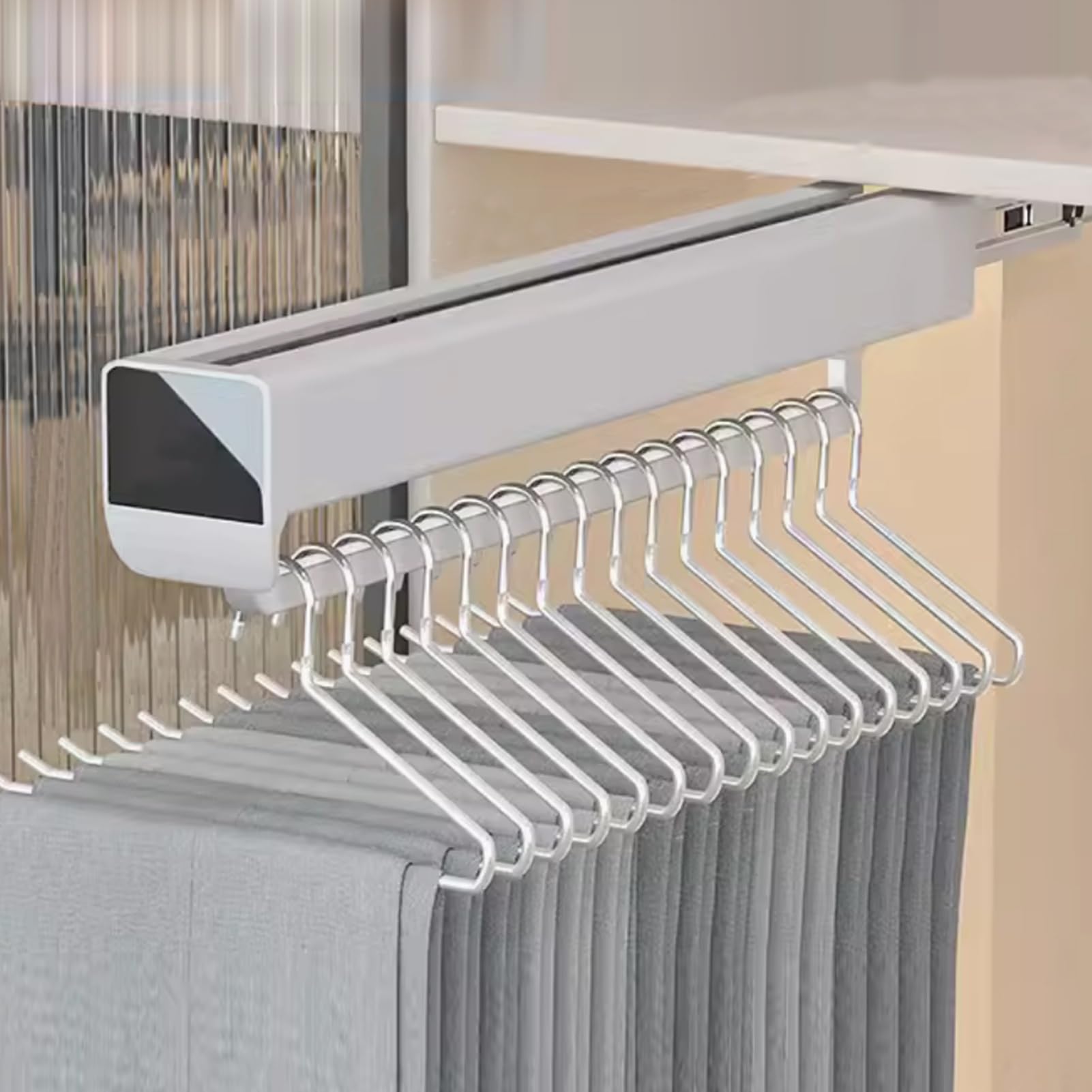 Uittrekbare Kledingstang, Lager 30kg Verstelbare Kledinghanger, Aluminium Legering Uitschuifbare Kleerhanger, Dubbele Rij Bufferdemping Uittrekbare Broekhouder, Voor Kledingkast Kledingstang (Color