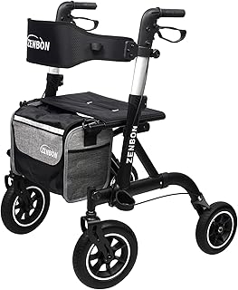 Rollator Walker for Seniors/Adults Foldable Rolling Walker with Seat 330 lbs Capacity 10 inch