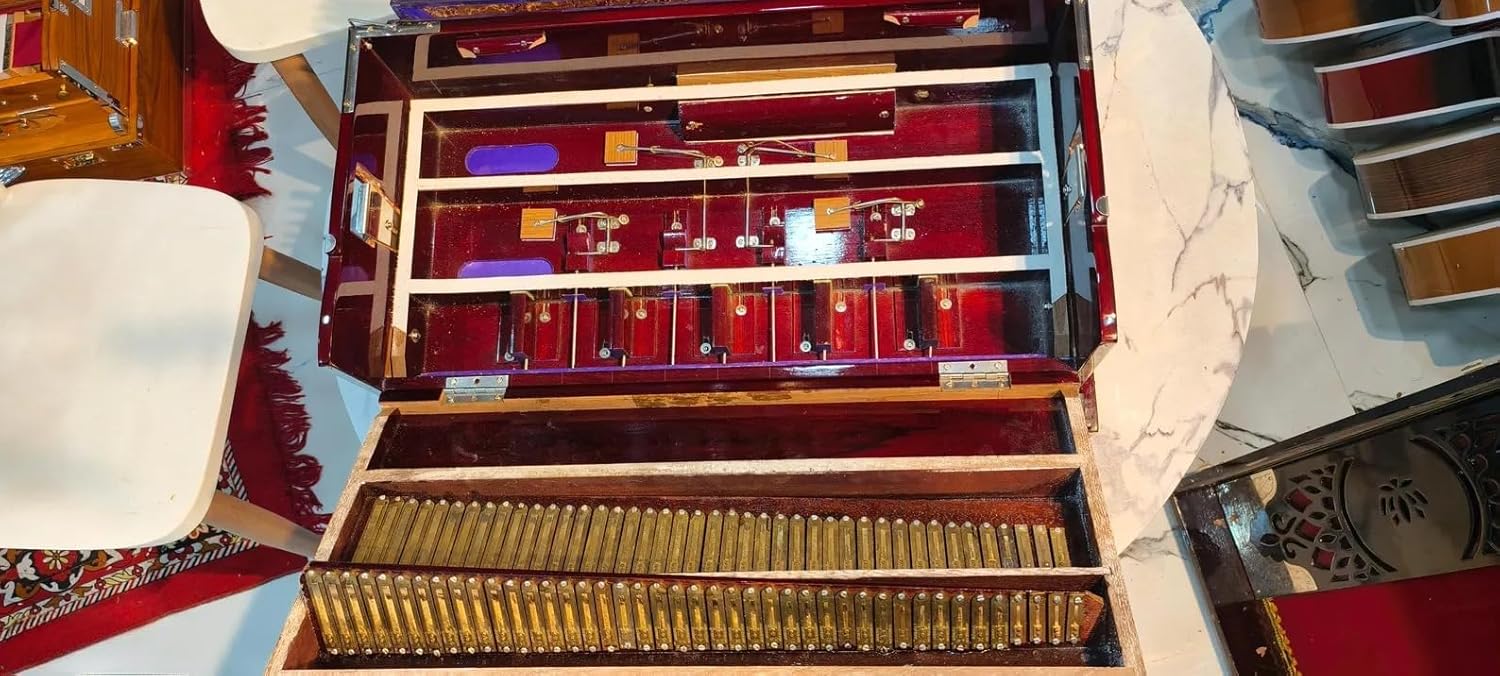 NamasteHimalayas Premium Professional 2-Reed Harmonium with Original German Jubilate Reeds – Mahogany Glossy Finish