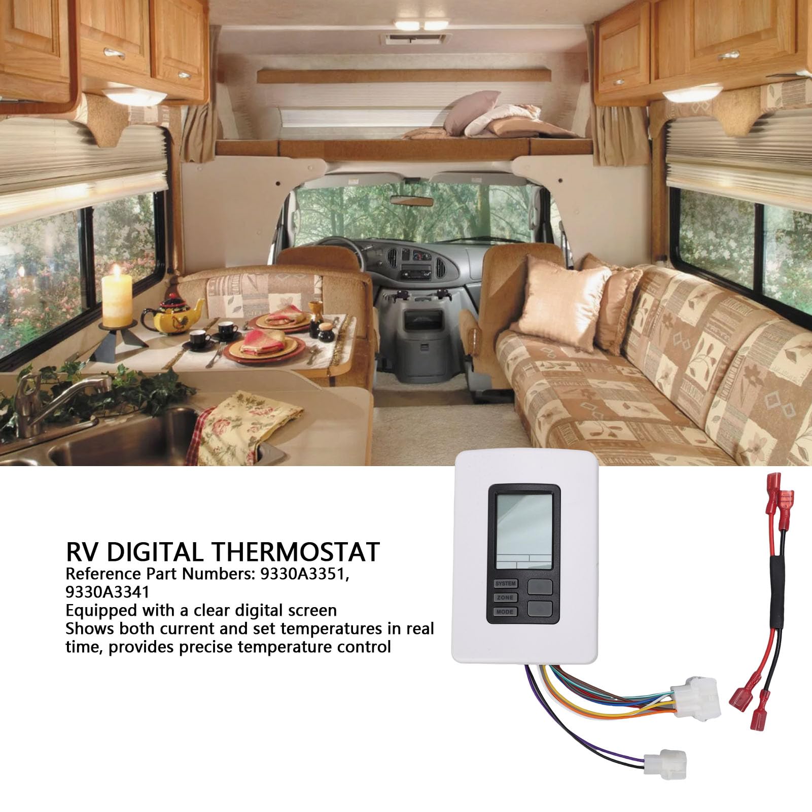 Aramox RV Digital Thermostat, 12V Montowany na ścianie Regulator Temperatury Grzania i Chłodzenia Zamiennik dla Serii Mach (WHITE)