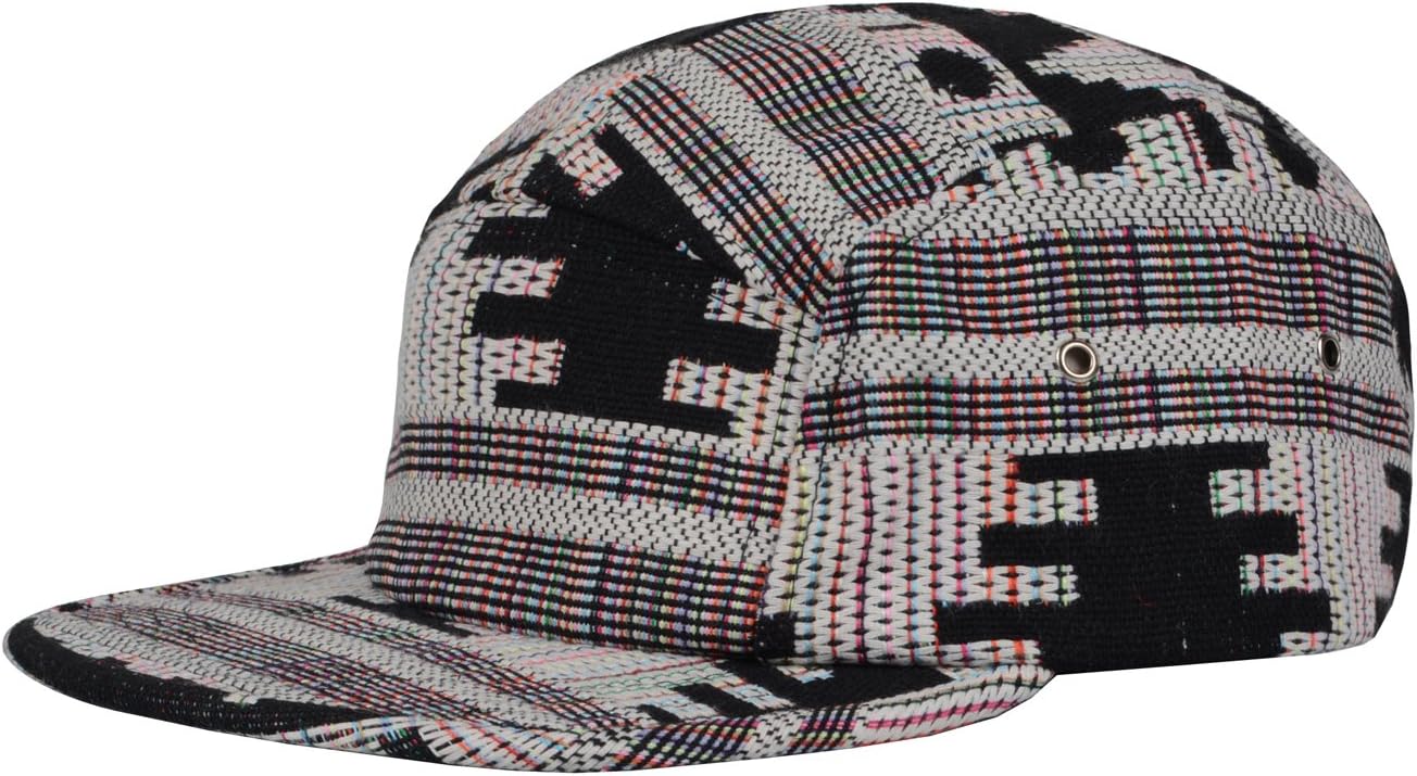 Pattern Multi Color Stripe 5 Panel Hat Large Black Multicolored