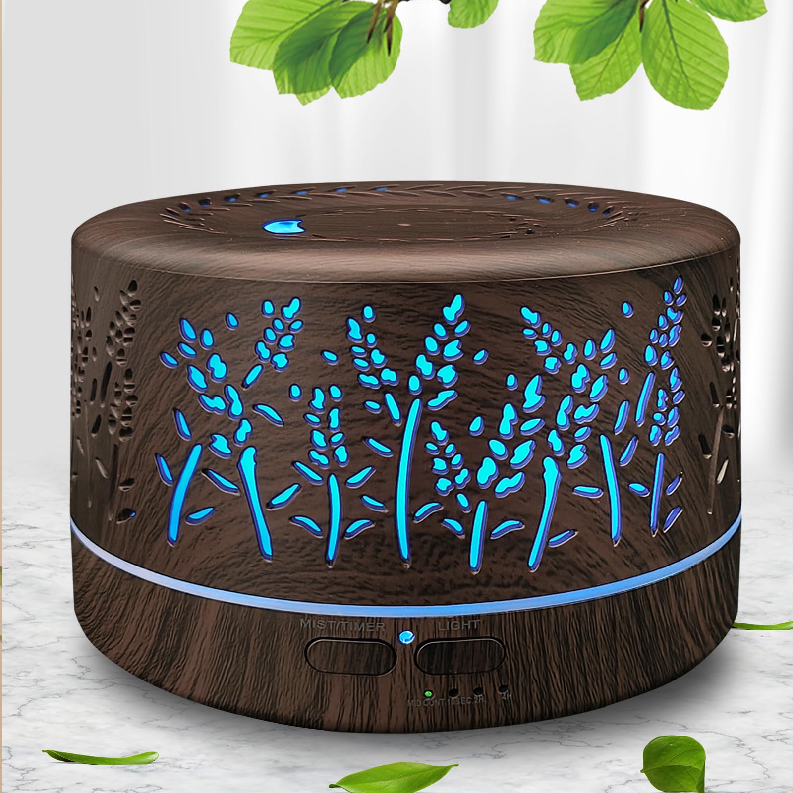 Difusores para aceites esenciales para habitación grande, difusores de aceites esenciales de 600 ml para el hogar, apagado automático sin agua, 7 colores cambiados, 3 modos de niebla, humidificadores