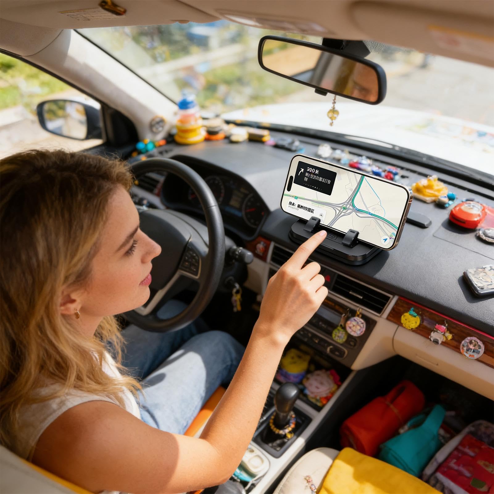 Generisch Soporte para teléfono móvil para coche, soporte de ajustable con base, soporte para teléfono móvil para teléfonos inteligentes, para familia, viajes, coche, vehículo, en