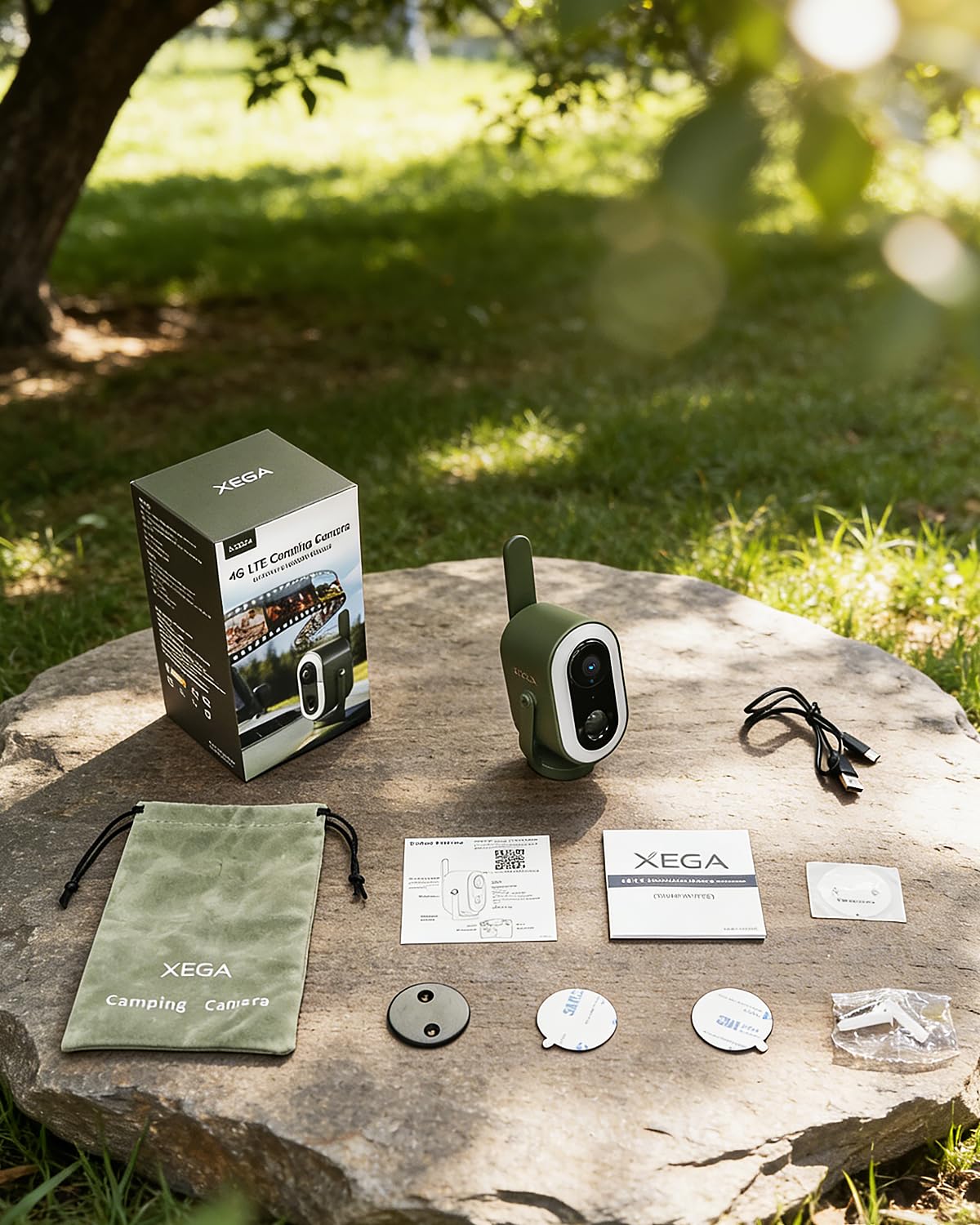 Xega 4G LTE Telecamera Magnetica con SIM scheda 2K HD Telecamera di Sicurezza Senza WiFi Portatile per Esterni 6000 mAh Batteria Rilevamento Umano PIR per Camper/Campeggio/Viaggi/Picnic IP65