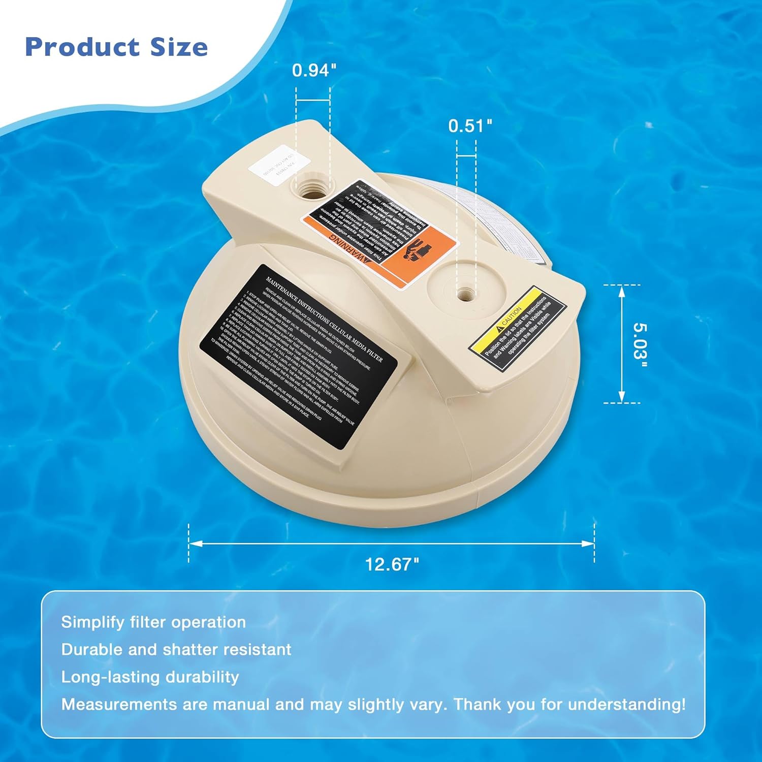 ATRACYPART 178553 Pool Filter Lid Assembly Replacement for Pentair Clean & Clear Predator Pool & Spa Cartridge Filters – Fits 50, 100, 125 Sq. Ft. Feet Filters