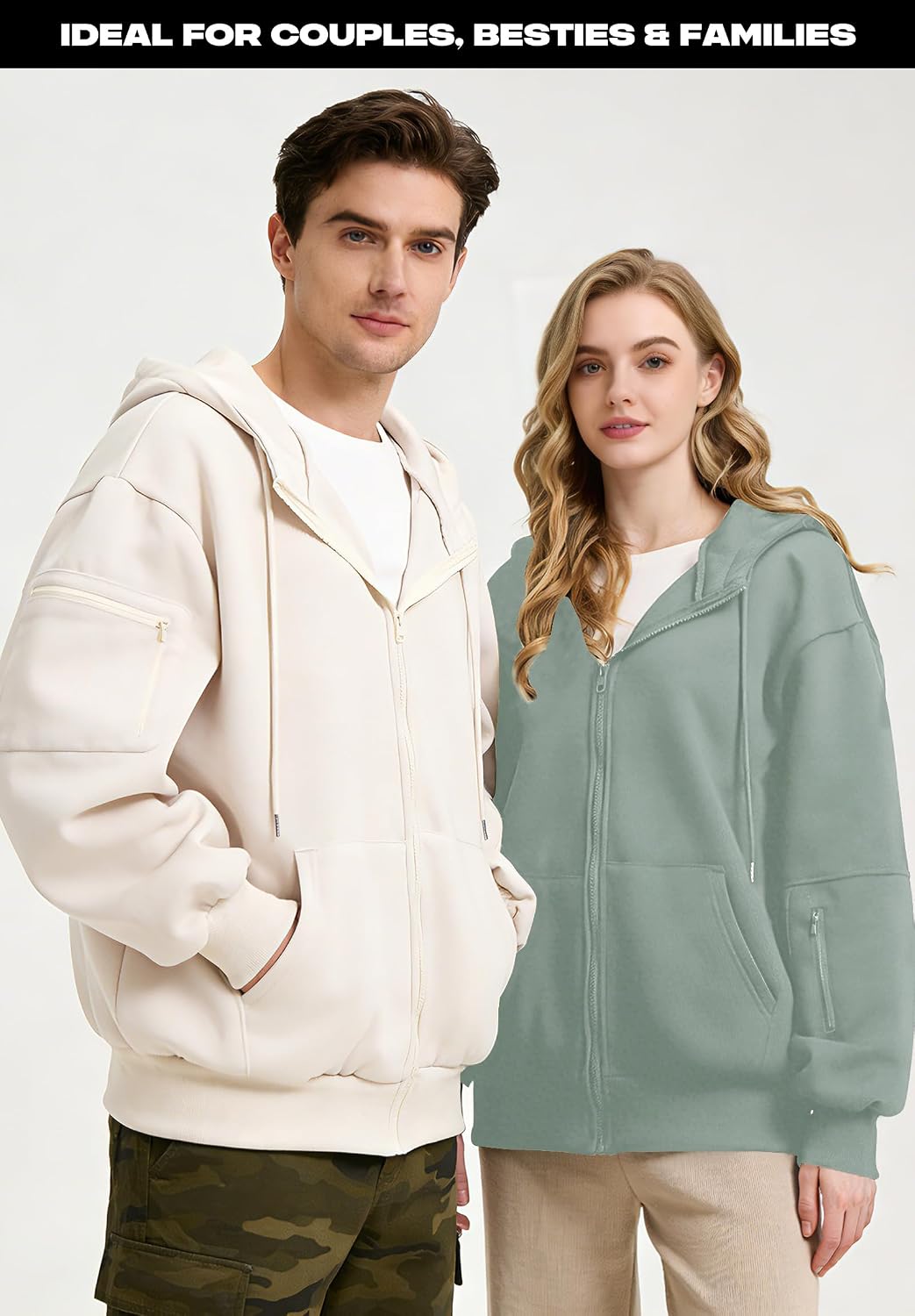 Zip Up Hoodies with Eye Mask & Multi Pockets Unisex Sweatshirts Casual Jackets Comfy Outfits Airplane Mode Hoodie